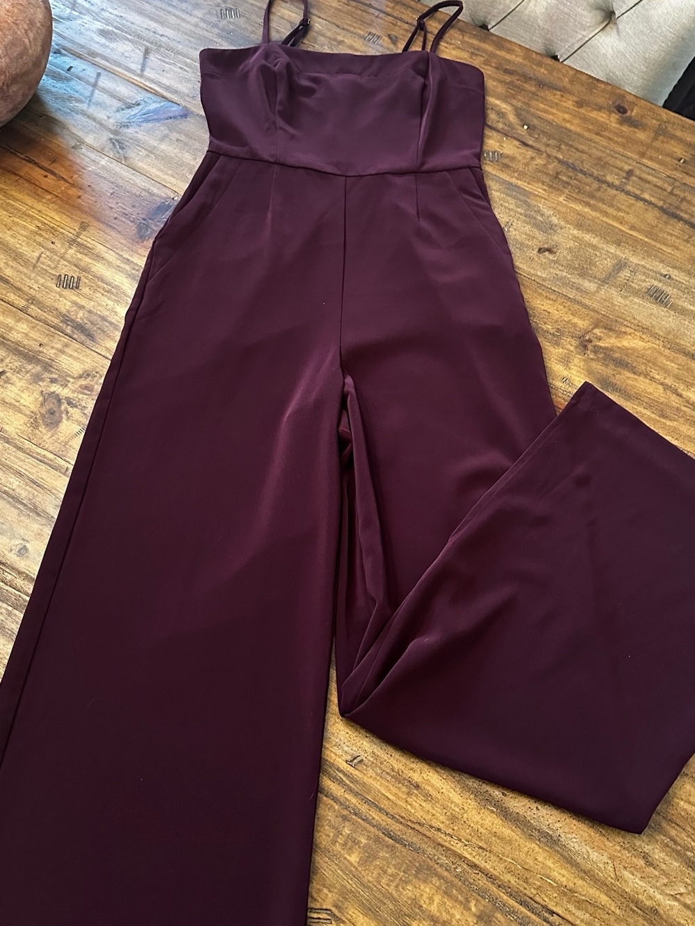 Express Plum Wide-Leg Strap Jumpsuit